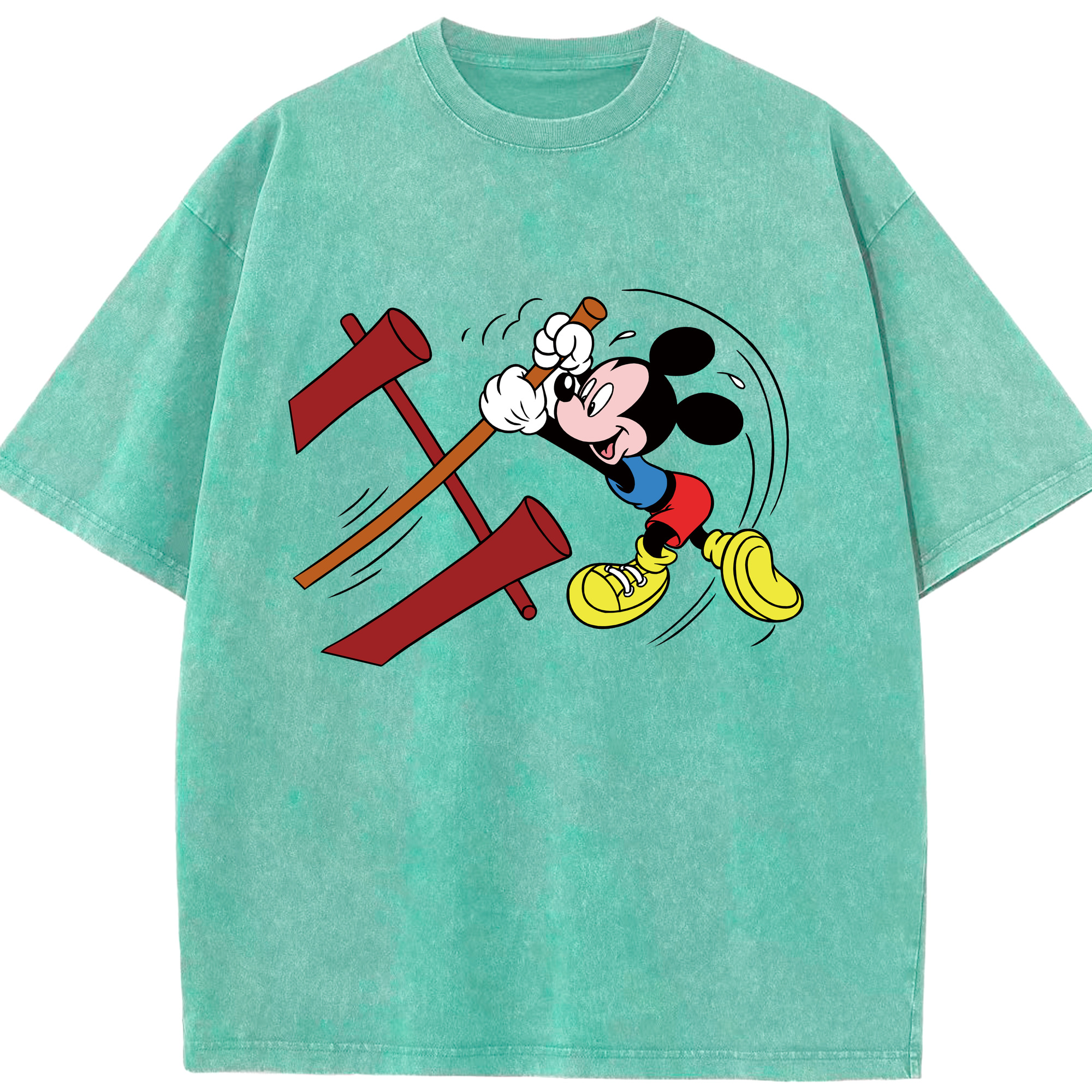 （画像用） ミッキーマウス Mickey Mouse 綿100% ヴィンテージ風 半袖Tシャツ（フロントプリント）